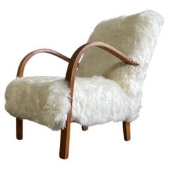 Danish Modern Vintage Lounge Chair Sherpa Sheepskin