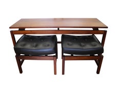 Danish Modern Vintage Ottoman and Console Set in Walnut Attributed to Jens Risom