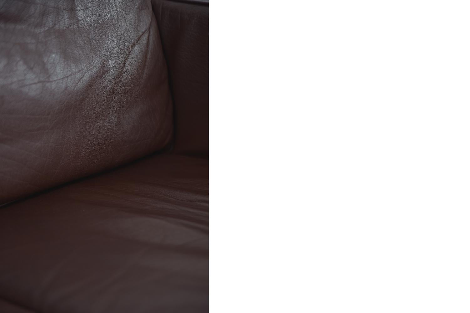 Sofá danés moderno vintage escandinavo clásico de cuero marrón, años 70 en venta 10