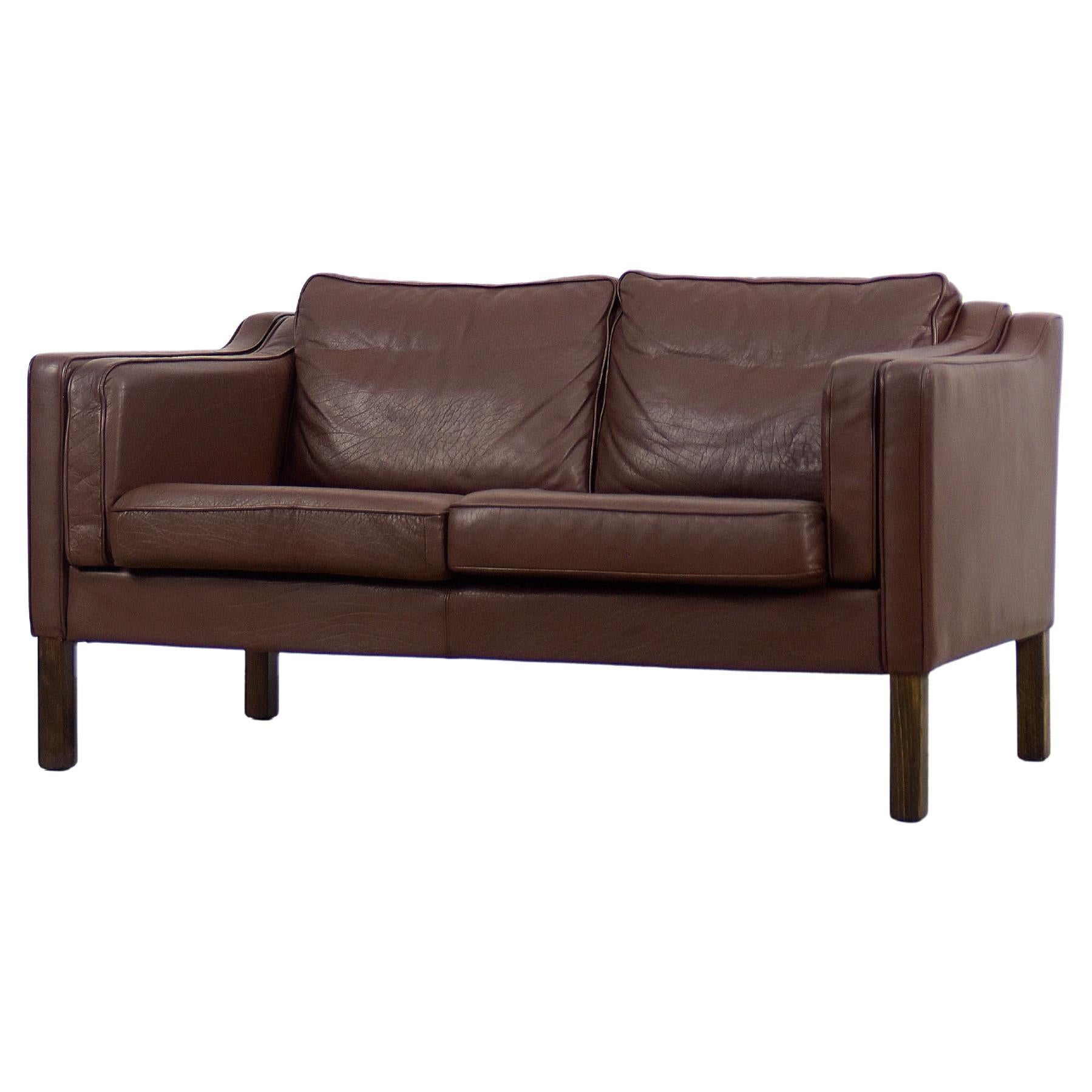 Divano in pelle marrone The Modern Scandinavian, anni '70