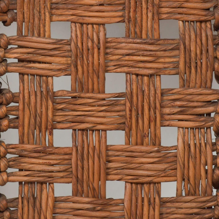 Michael Van Buren Vintage Side Wedge Table in Mahogany Wood Woven Rope