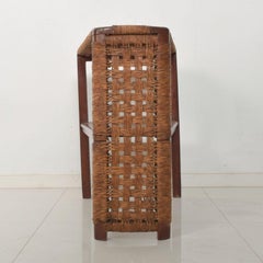 Michael Van Buren Vintage Side Wedge Table in Mahogany Wood Woven Rope Cord