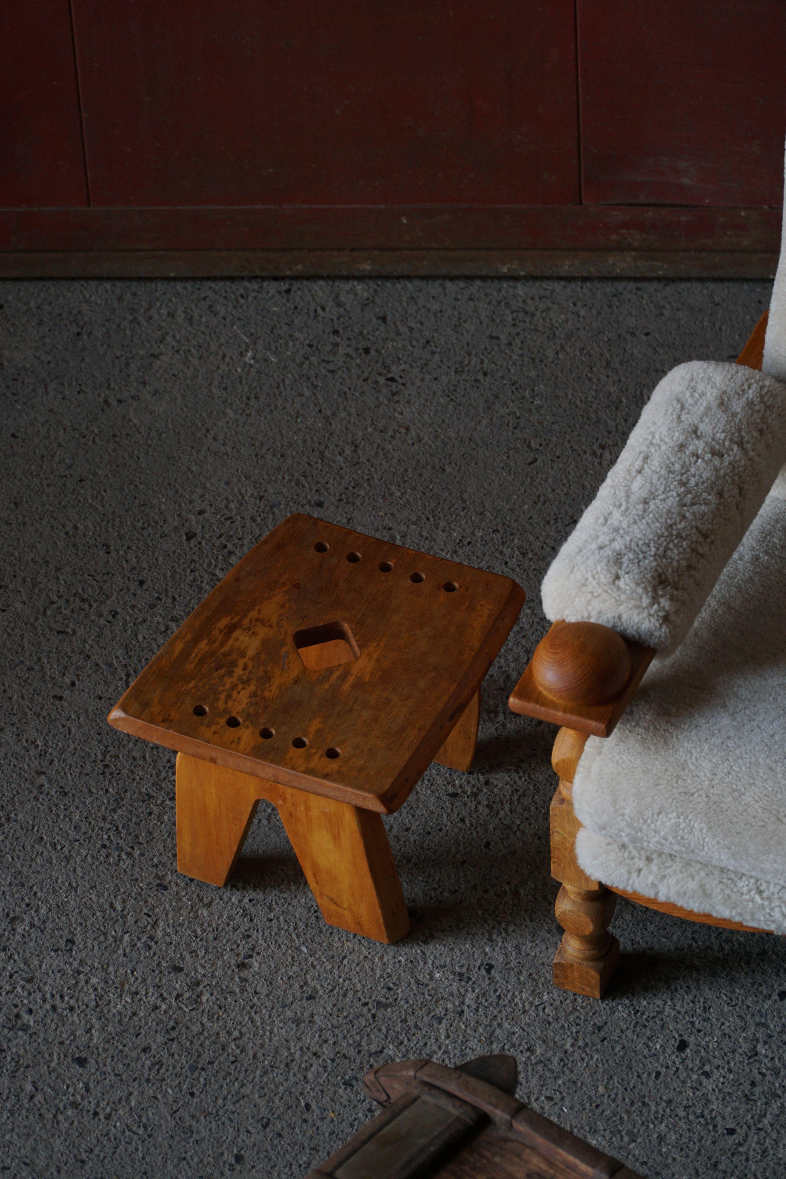 Taburete Wabi Sabi, moderno danés, en olmo macizo, Escandinavia, años 60 en venta 3