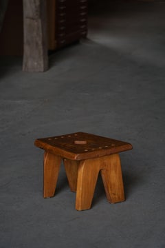 Danish Modern, Wabi Sabi Stool in Solid Elm, Scandinavia, 1960s
