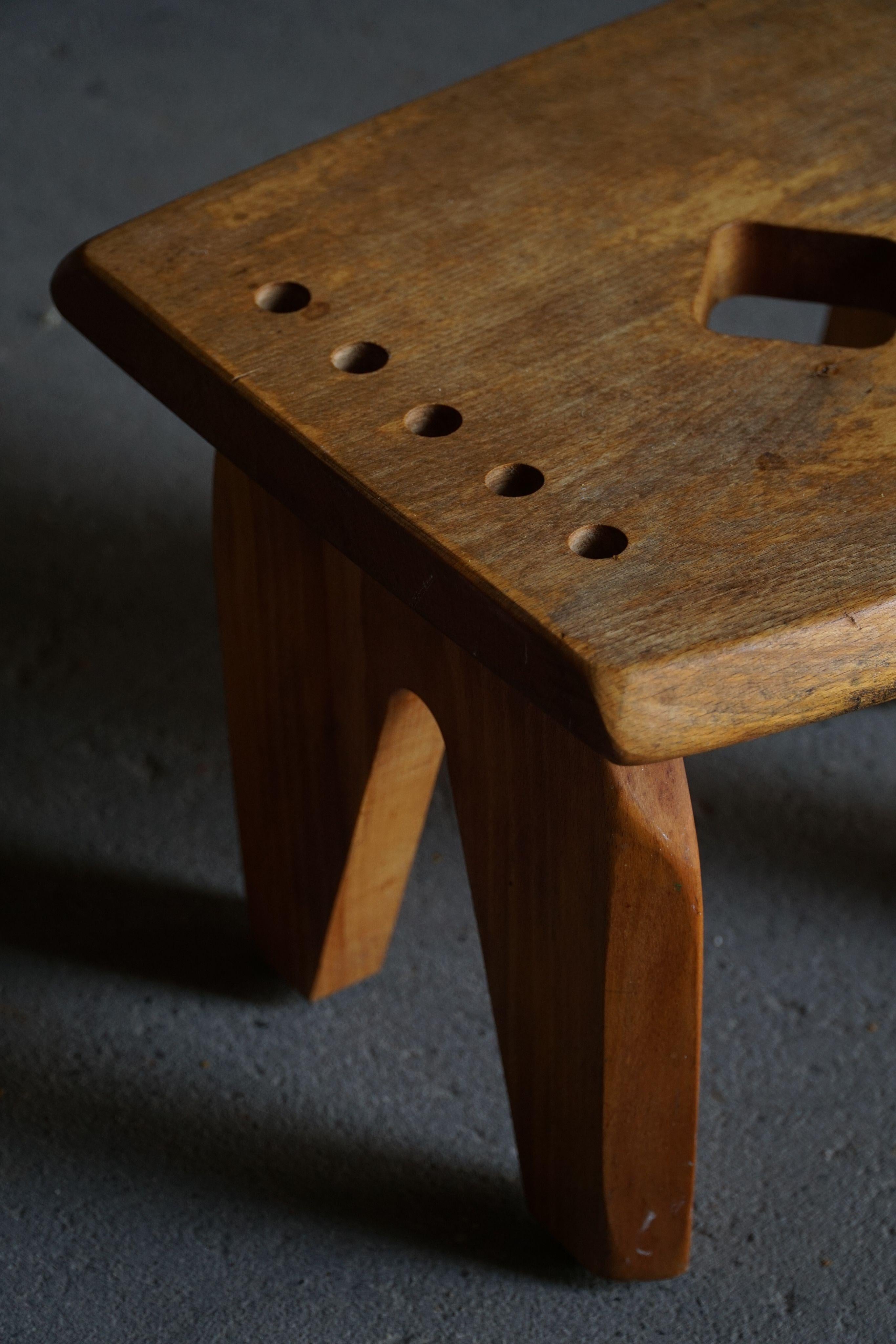 Taburete Wabi Sabi, moderno danés, en olmo macizo, Escandinavia, años 60 Moderno de mediados de siglo en venta