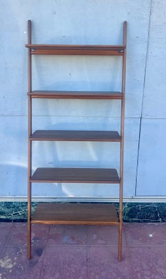 Danish Modern Wall Ladder Shelf Unit in Walnut by Kaspar Rom