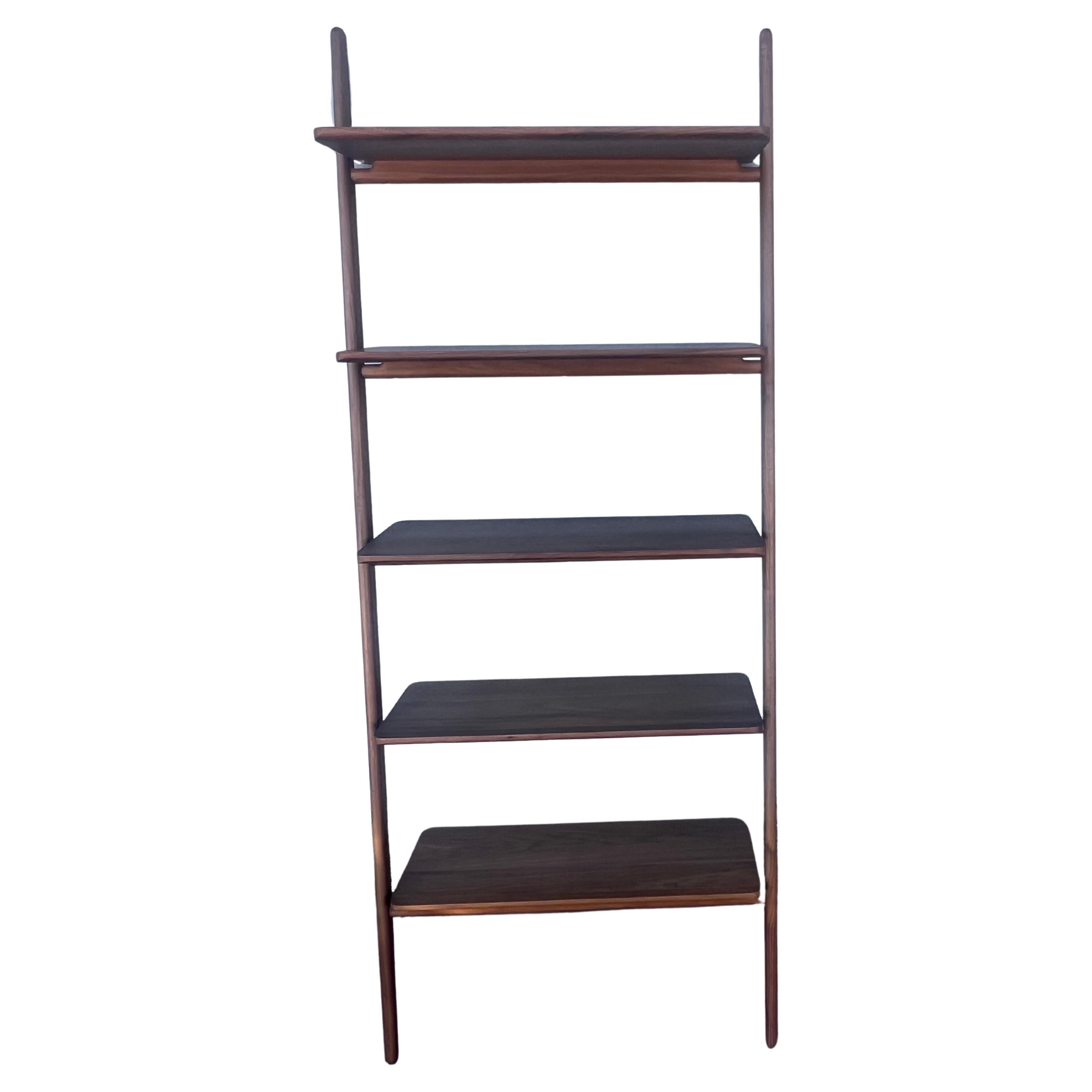 Danish Modern Wall Ladder Shelf Unit in Walnut by Kaspar Rom In Excellent Condition For Sale In San Diego, CA