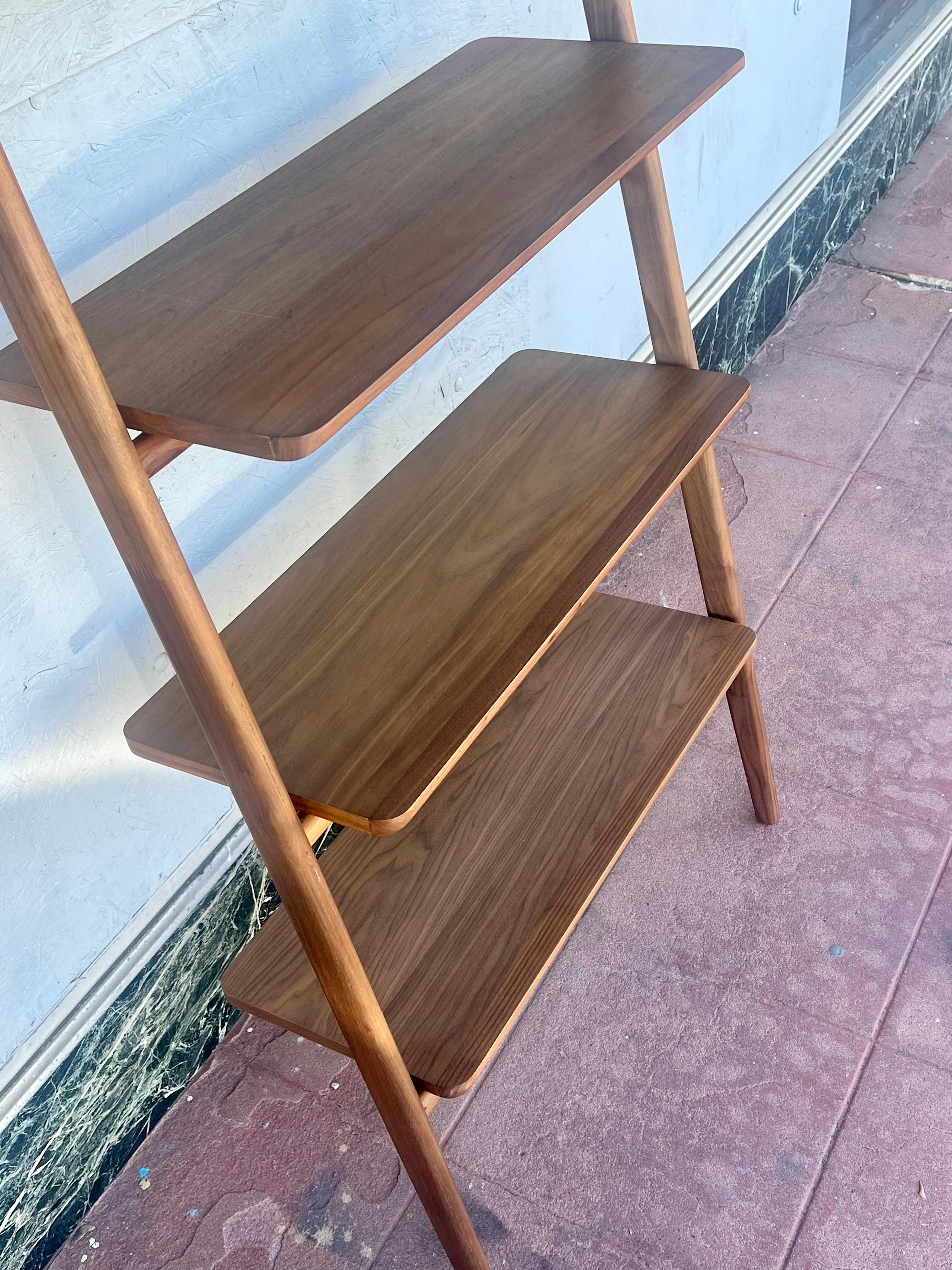 Danish Modern Wall Ladder Shelf Unit in Walnut by Kaspar Rom For Sale 2