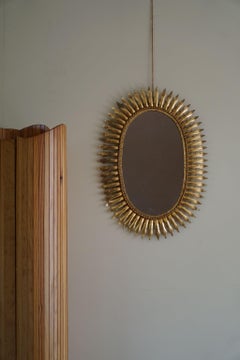 Danish Modern Wall Mirror in Gold Plated Metal, Illums Bolighus, Made in 1970s