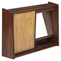 Danish Modern Wall Mounted Rosewood + Cane Vanity D