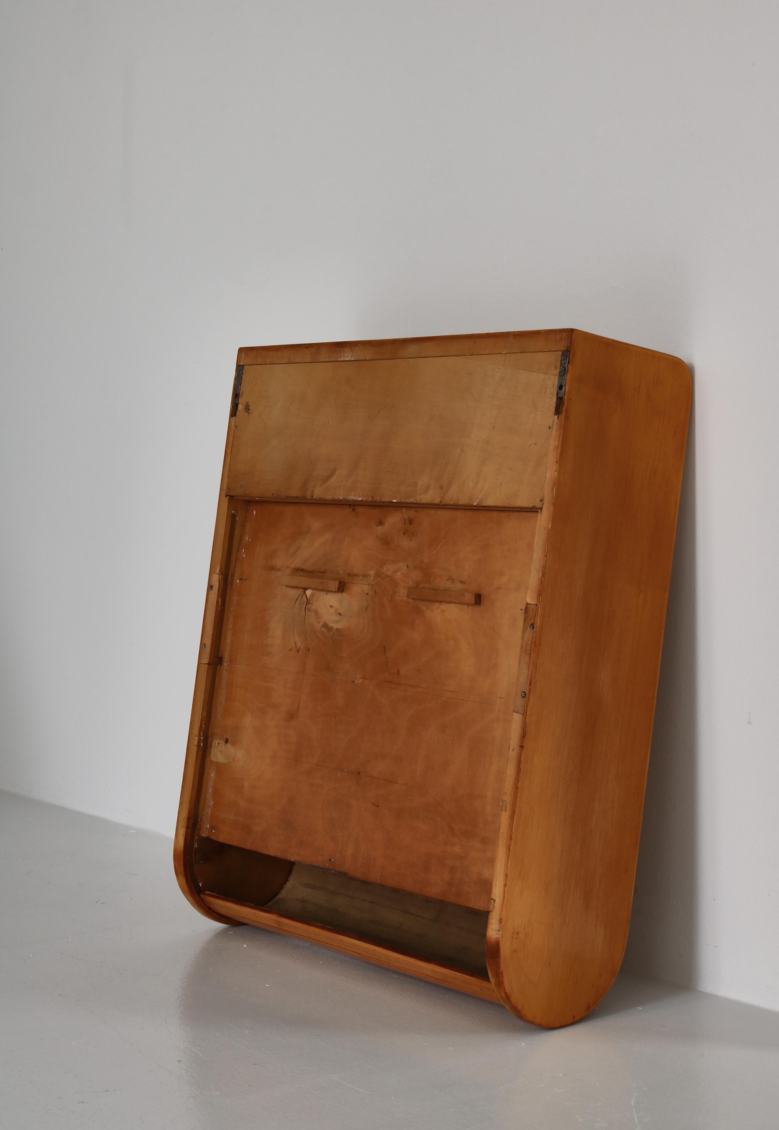Danish Modern Wall Mounted Tambour Cabinet by Tove & Edvard Kindt-Larsen, 1930s 9
