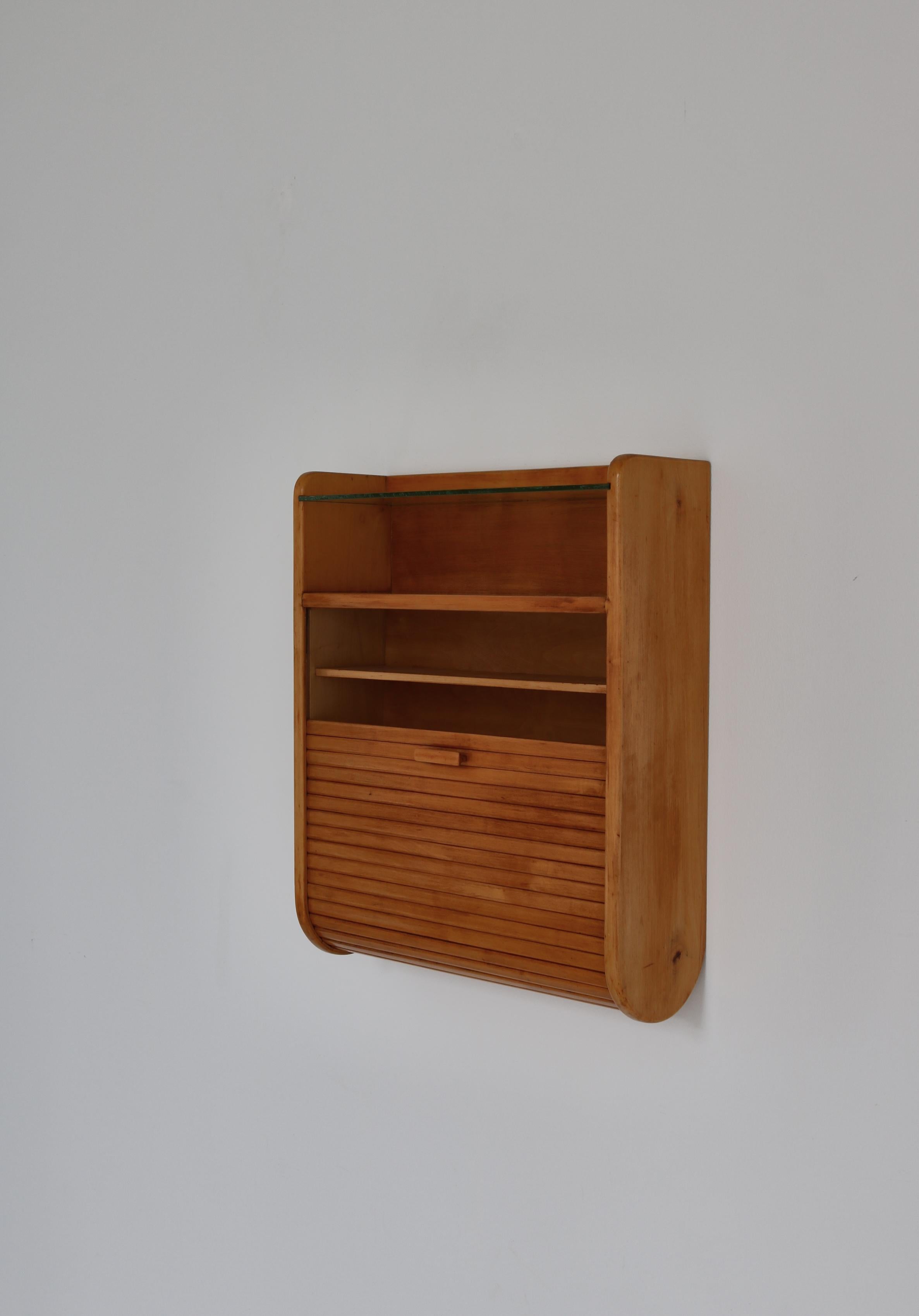 Danish Modern Wall Mounted Tambour Cabinet by Tove & Edvard Kindt-Larsen, 1930s 1