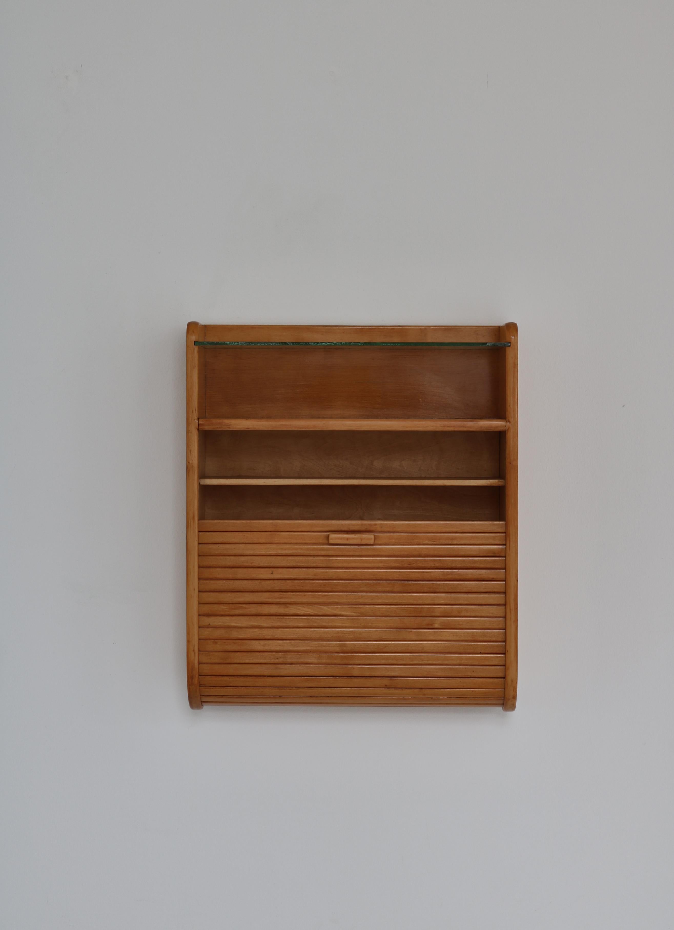 Danish Modern Wall Mounted Tambour Cabinet by Tove & Edvard Kindt-Larsen, 1930s 2