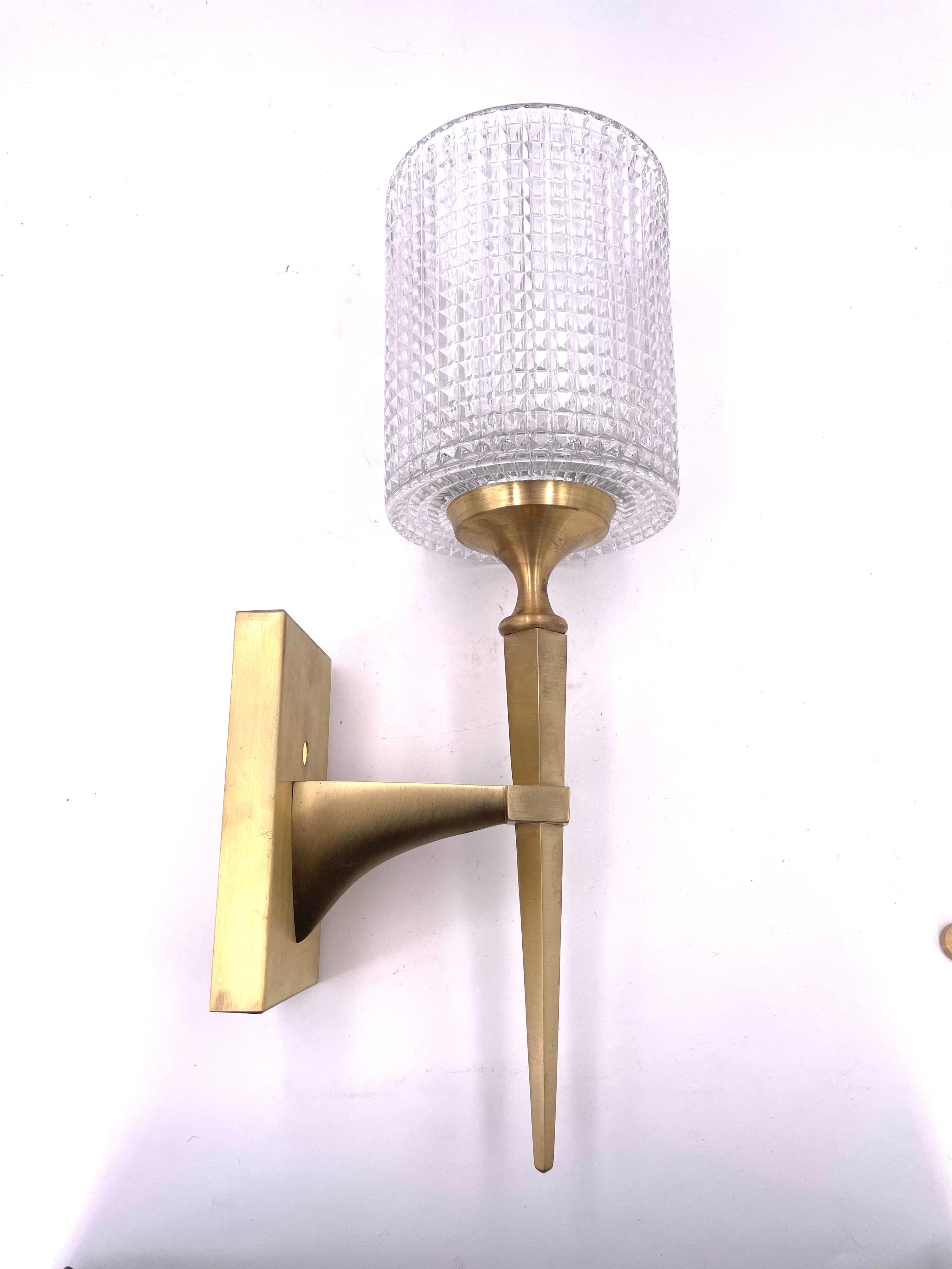 Scandinavian Modern Danish Modern Wall Sconce by Carl Fagerlund for Orrefors Brass & Crystal