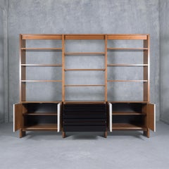 1980s Danish Mid-Century Modern Walnut Wood Wall Unit Bookcase