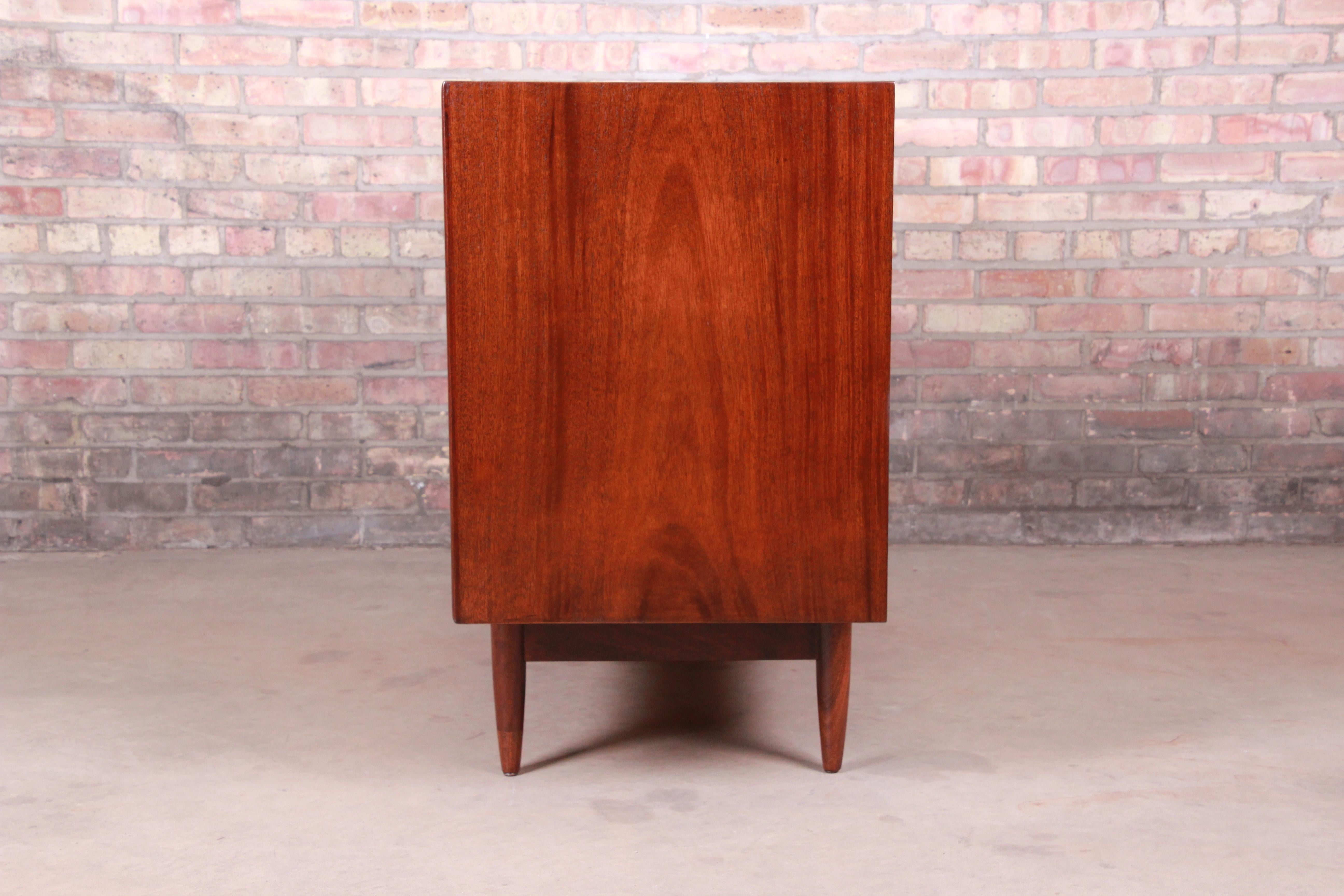 Danish Modern Walnut and Cane Credenza After Finn Juhl for Baker, Newly Restored 12
