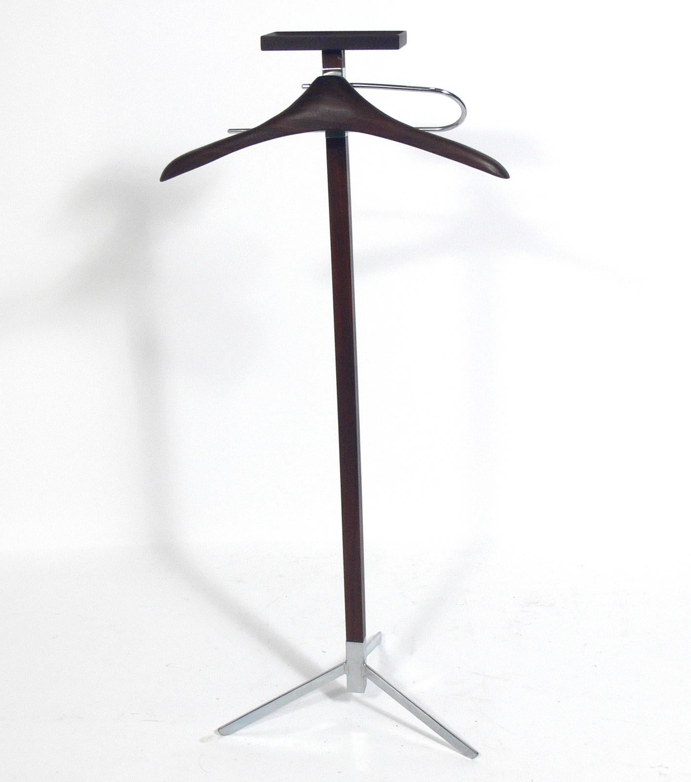 Mid-Century Modern Danish Modern Walnut and Chrome Valet Stand