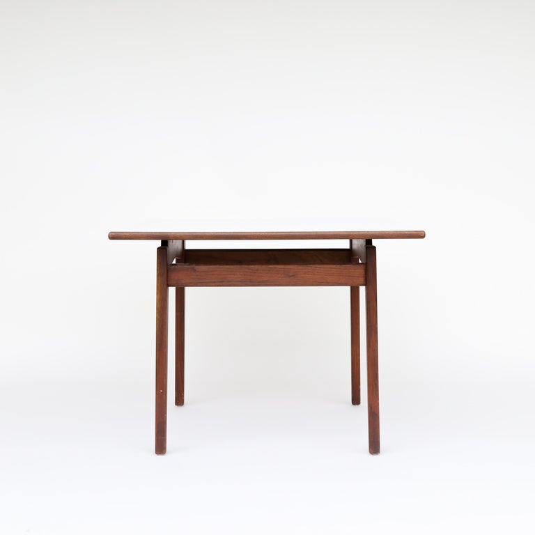 Mid Century Modern Walnut and White Laminate Coffee Table by Jens Risom