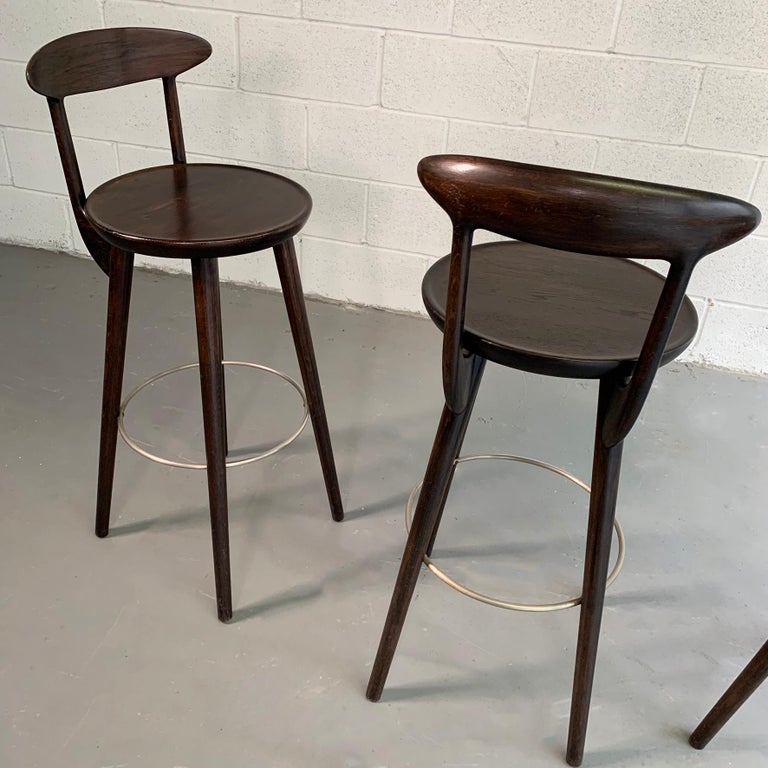 Danish Modern Walnut Bar Stools for Gunnar Schwartz Company at 1stDibs