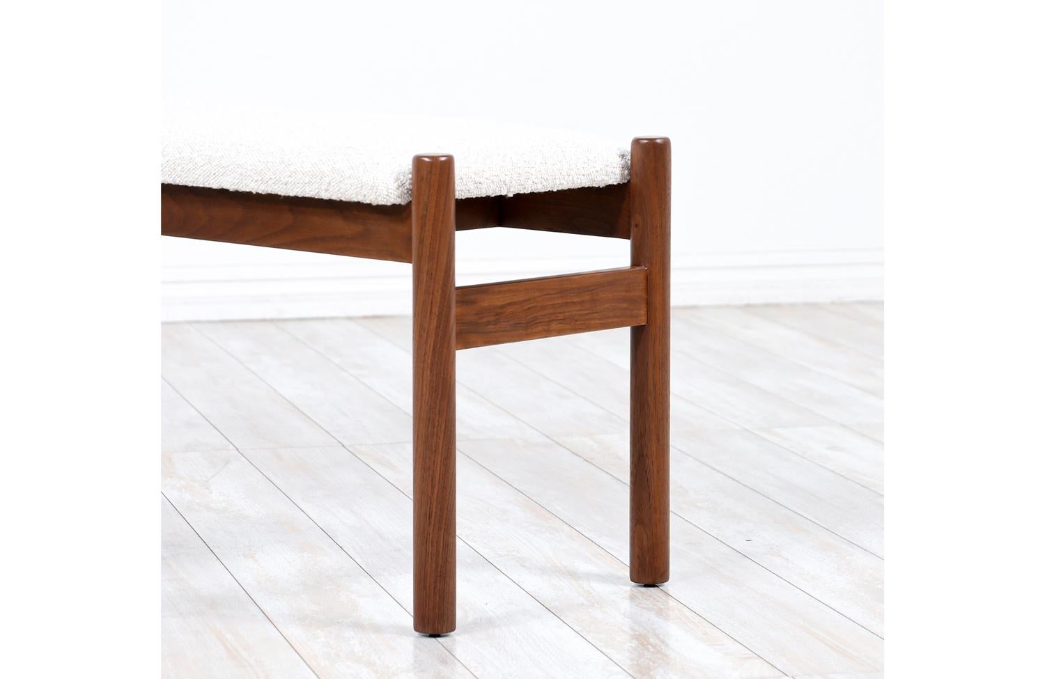 Expertly Restored - Danish Modern Walnut & Boucle Tweed Stool by Hugo Frandsen 2