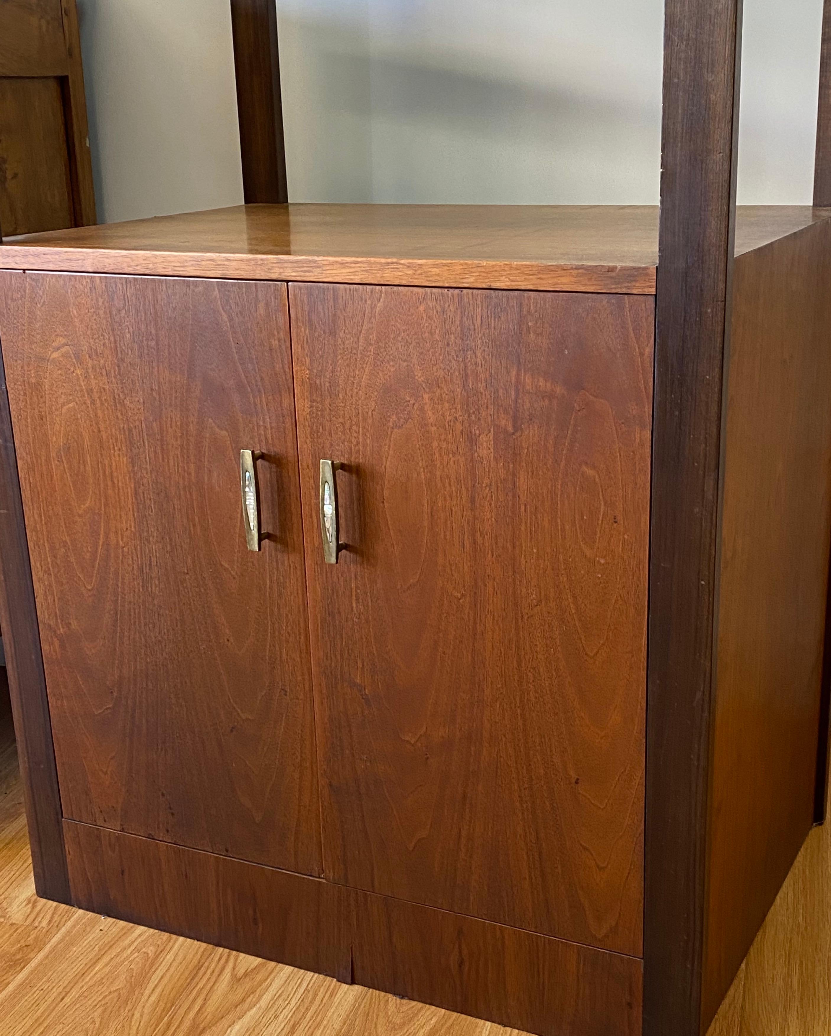 Danish Modern Walnut Cabinet with Glass Shelves and Lighting, circa 1960 In Good Condition In San Francisco, CA