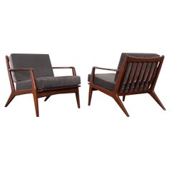 Danish Modern Walnut Lounge Chairs by Ib Kofod-Larsen