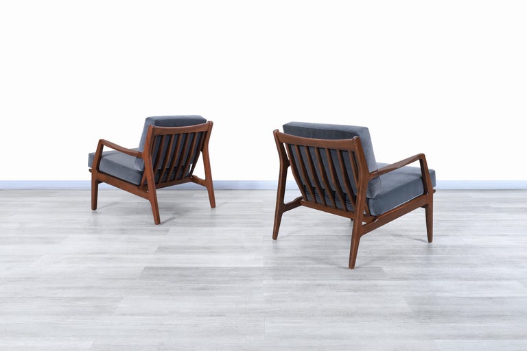 Mid-Century Modern Danish Modern Walnut Lounge Chairs by Ib Kofod Larsen for Selig