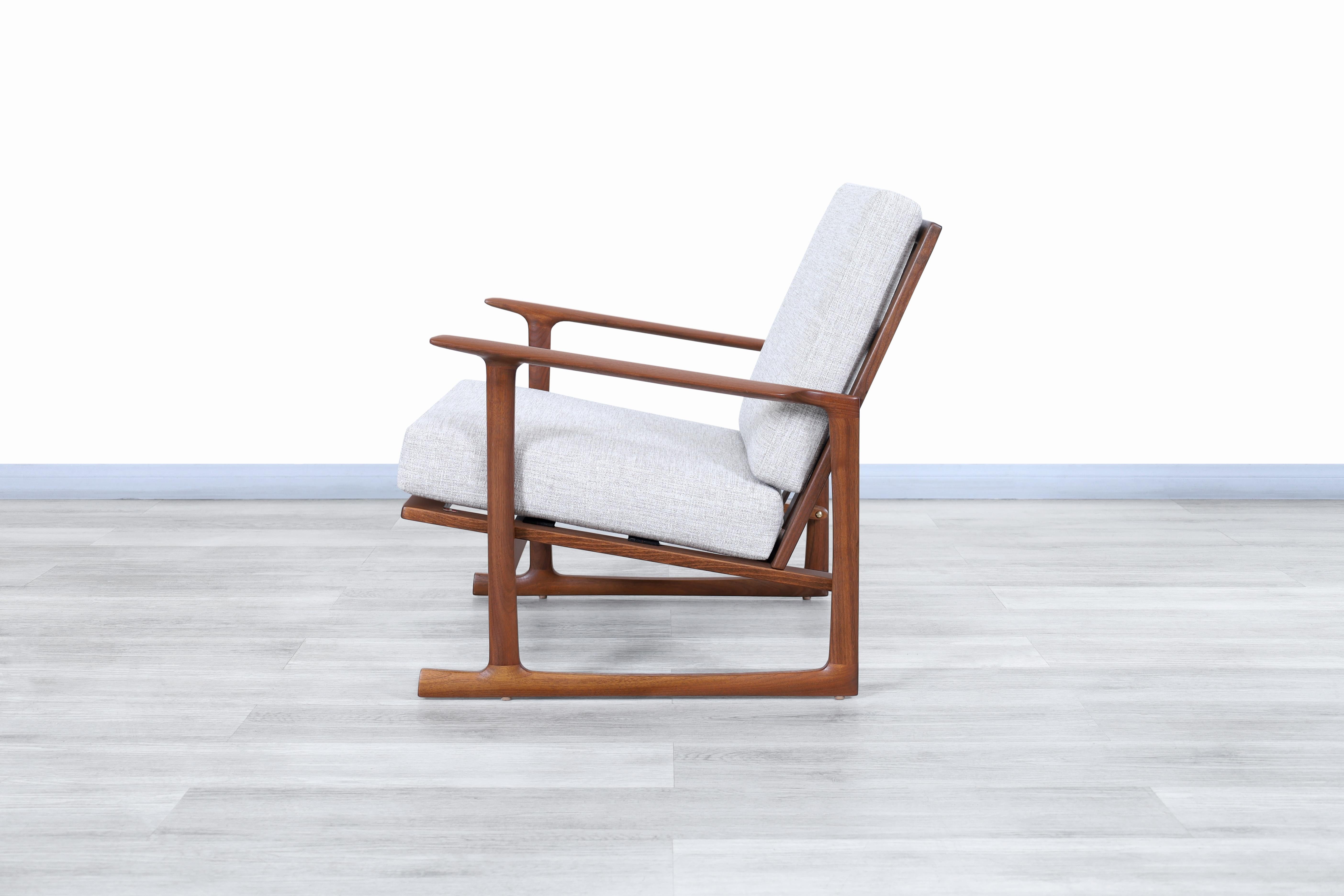 Danish Modern Walnut Lounge Chairs by Ib Kofod Larsen for Selig For Sale 1