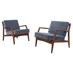 Danish Modern Walnut Lounge Chairs by Ib Kofod Larsen for Selig