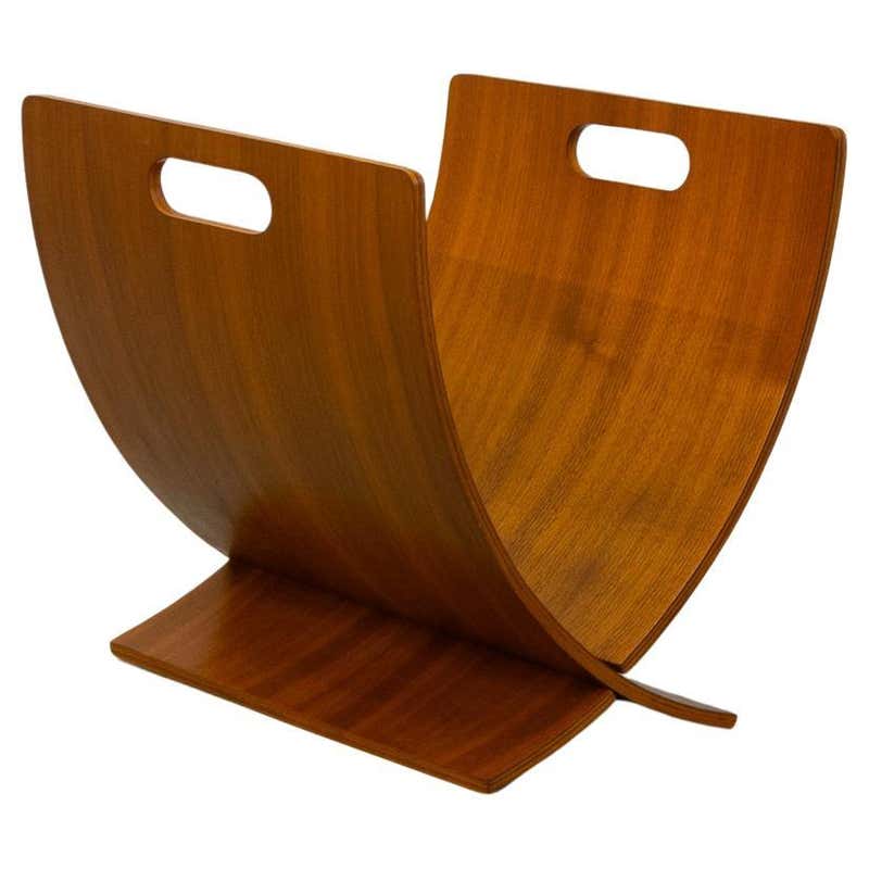 Scandinavian Modern Pine and Canvas Magazine Rack, 1970s. For Sale at ...
