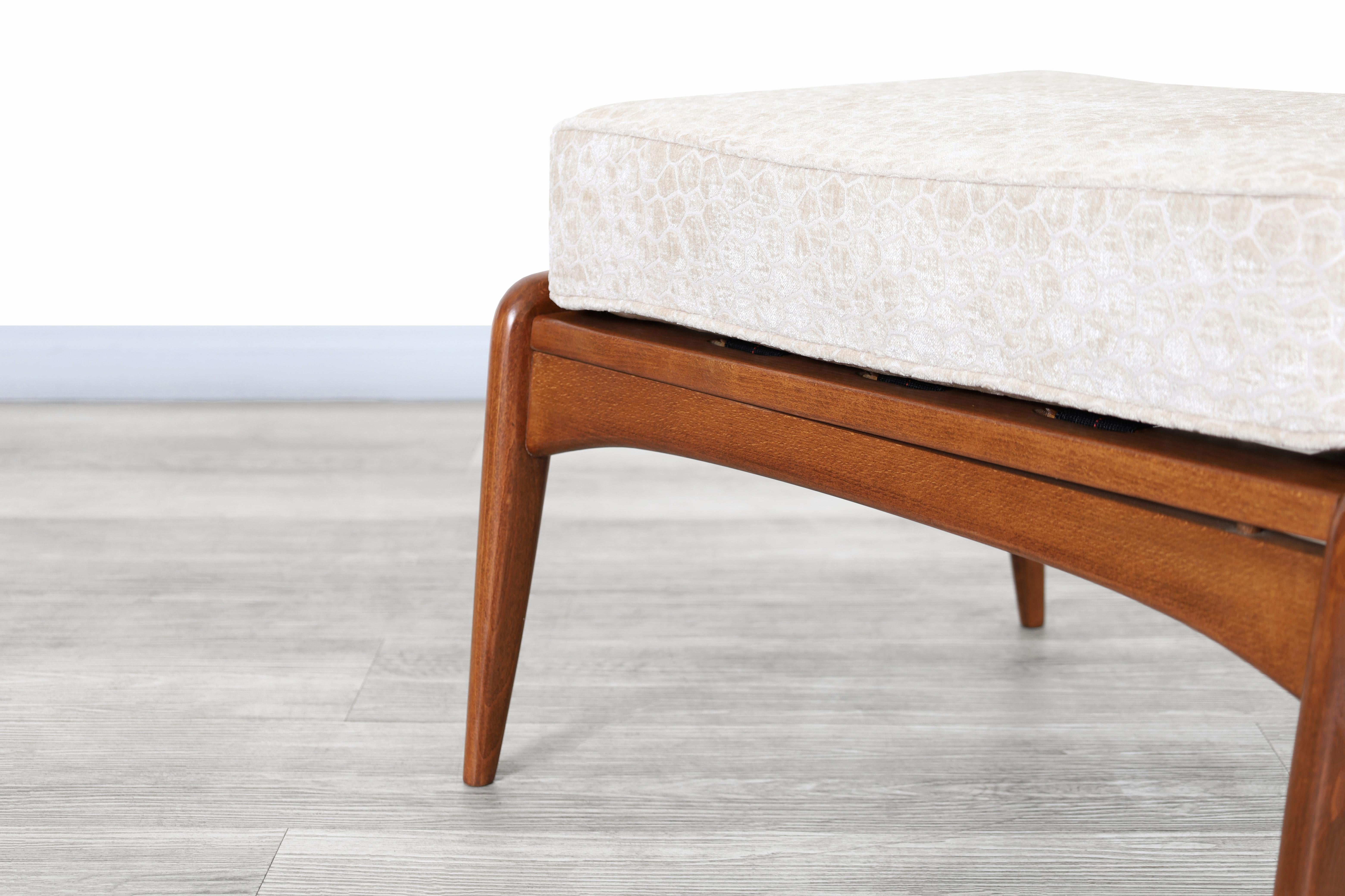 Danish Modern Walnut Reclining Lounge Chair and Ottoman by Ib Kofod Larsen For Sale 11