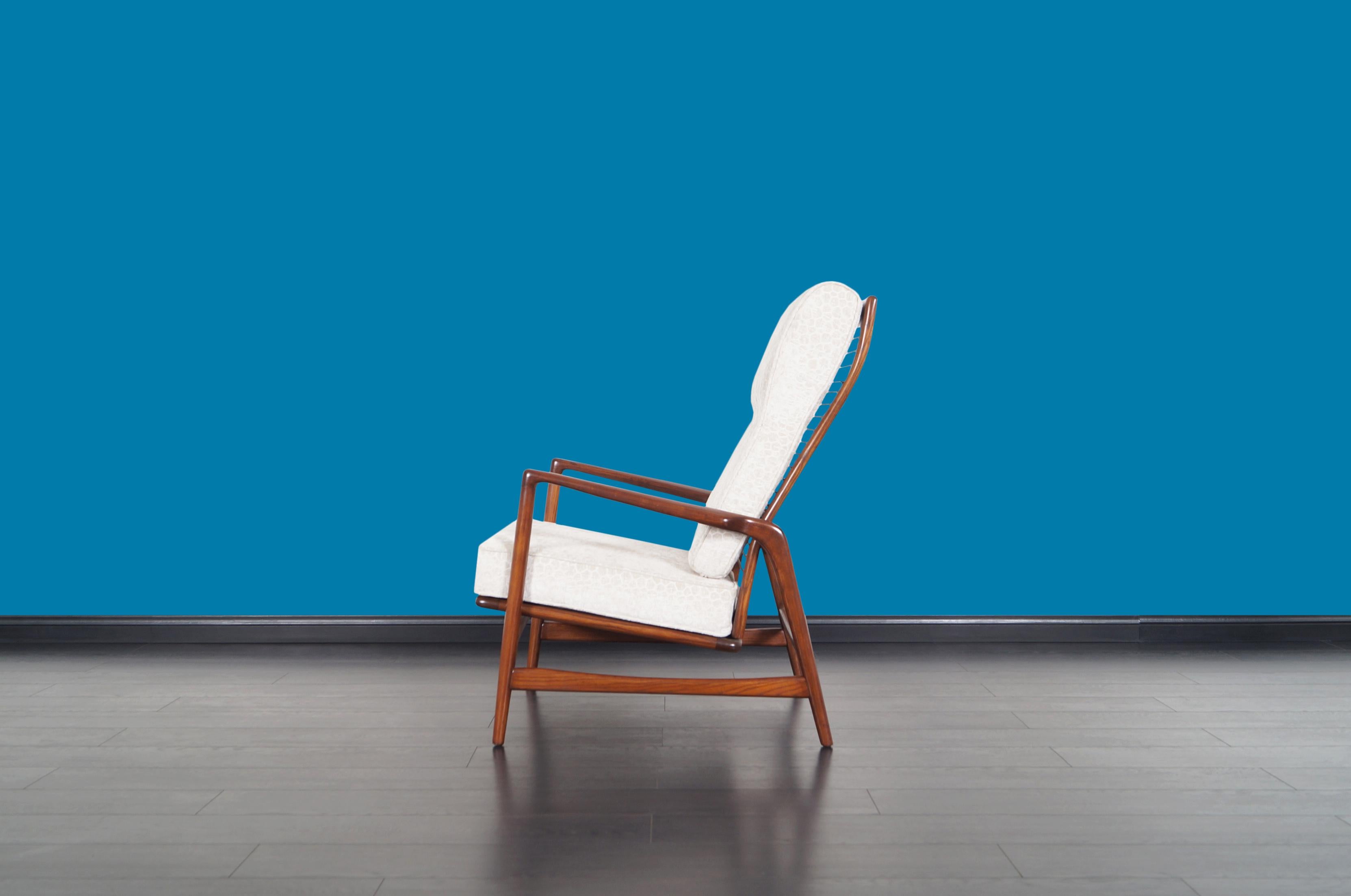 Danish Modern Walnut Reclining Lounge Chairs by Ib Kofod Larsen 3