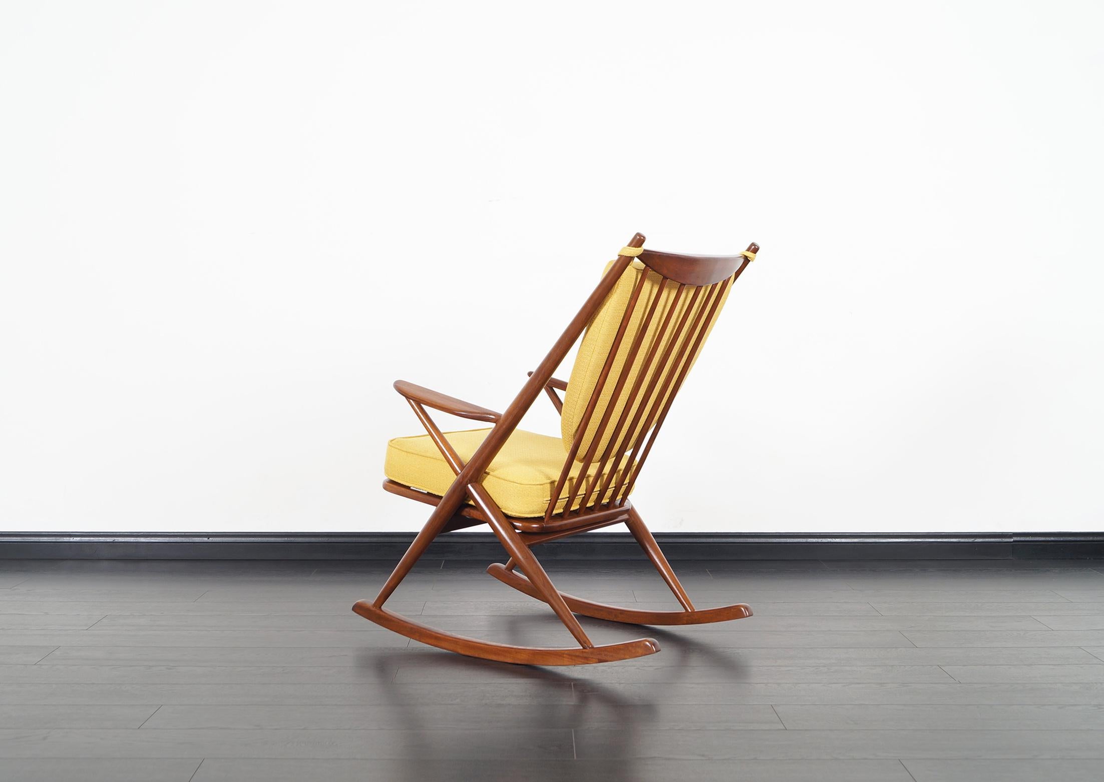 Fabric Danish Modern Walnut Rocking Chair by Frank Reenskaug