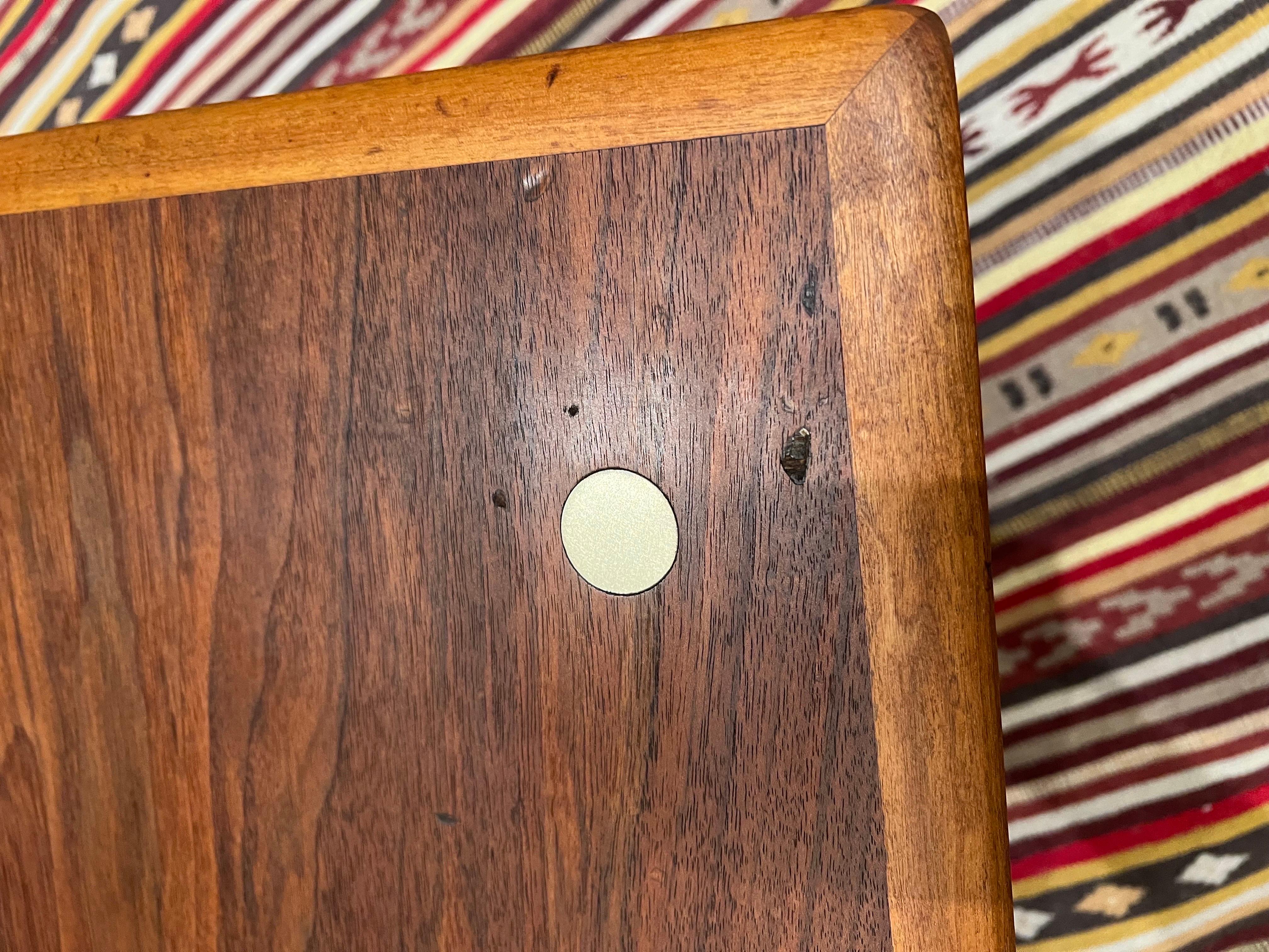 Brass Danish Modern walnut Side Cocktail Table By Yngve Ekström For Dux