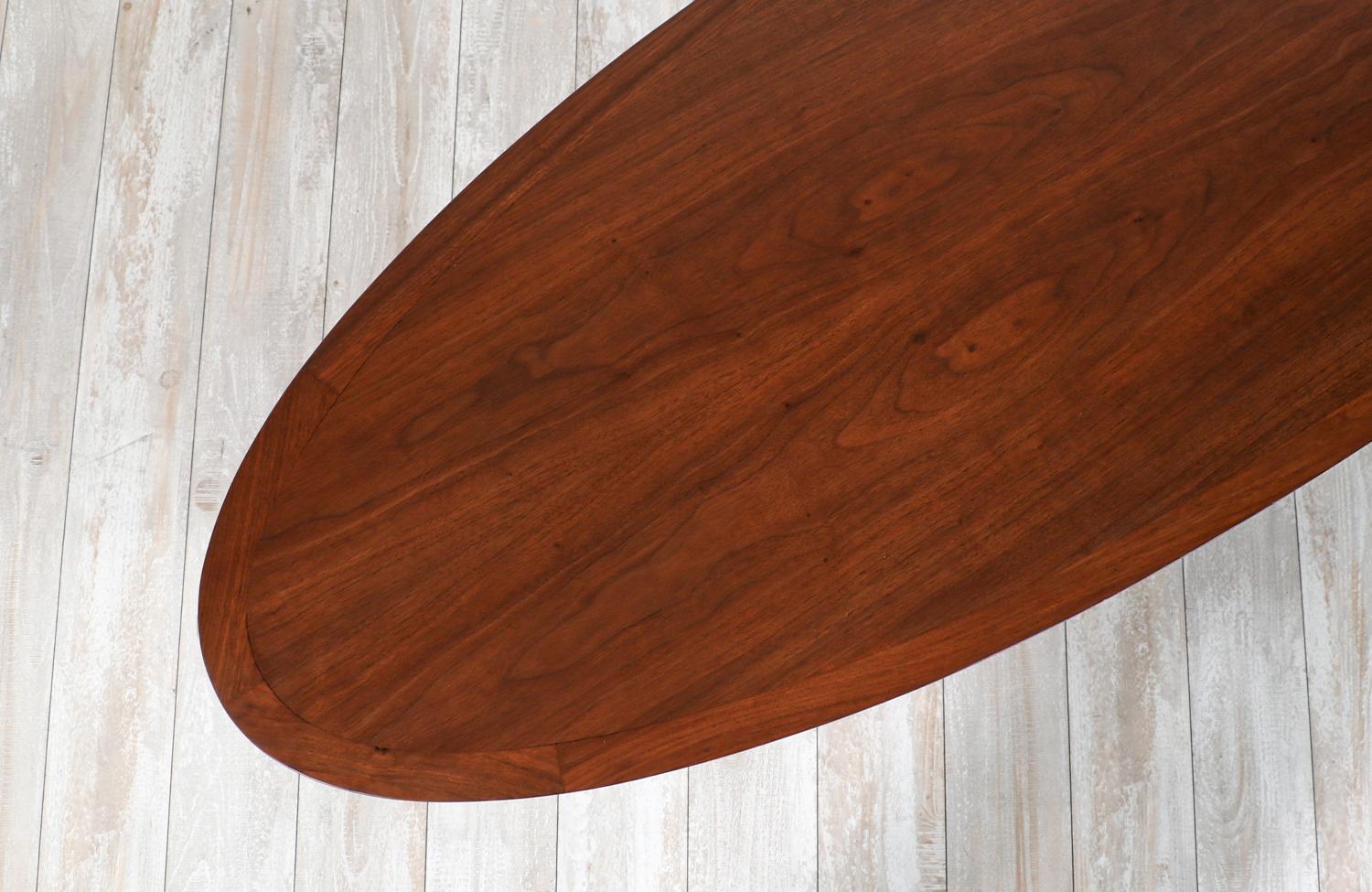 Mid-20th Century Expertly Restored - Danish Modern Walnut Surfboard Style Coffee Table by Moreddi