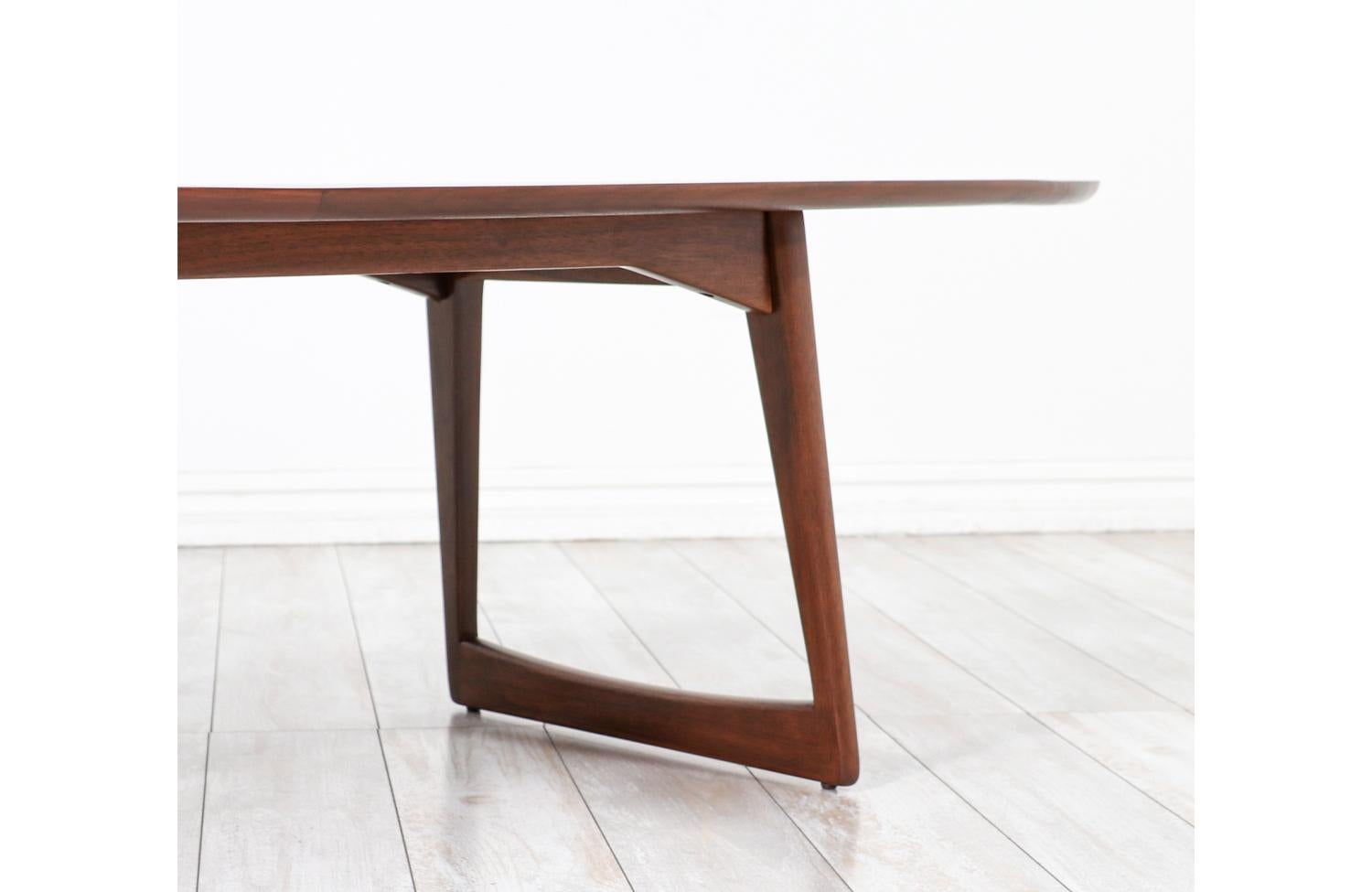 Wood Expertly Restored - Danish Modern Walnut Surfboard Style Coffee Table by Moreddi