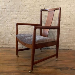 Danish Modern Walnut Teak Rolling Armchair for John Stuart