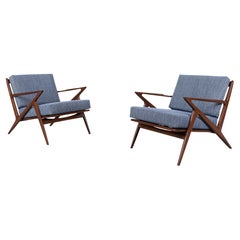 Danish Modern Walnut "Z" Lounge Chairs by Poul Jensen