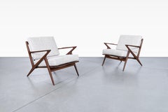 Danish Modern Walnut "Z" Lounge Chairs by Poul Jensen for Selig