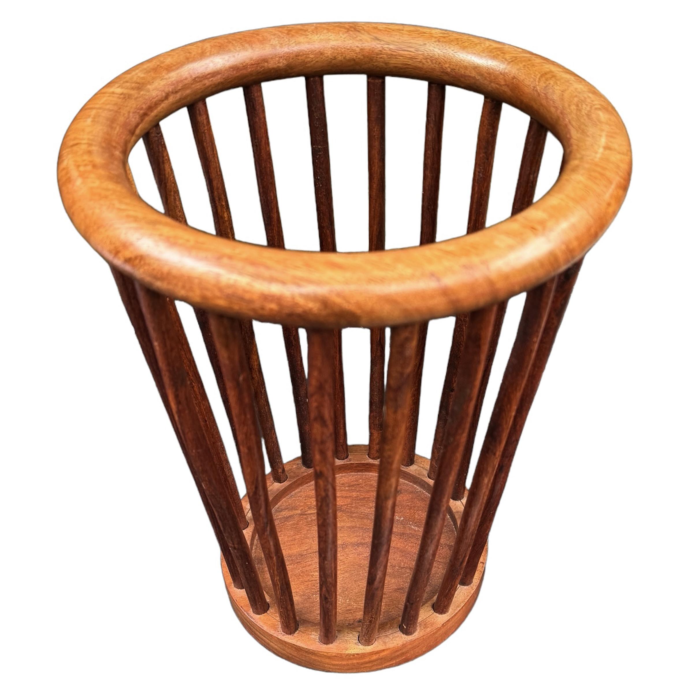 Mahogany Danish Modern Wastepaper Basket For Sale