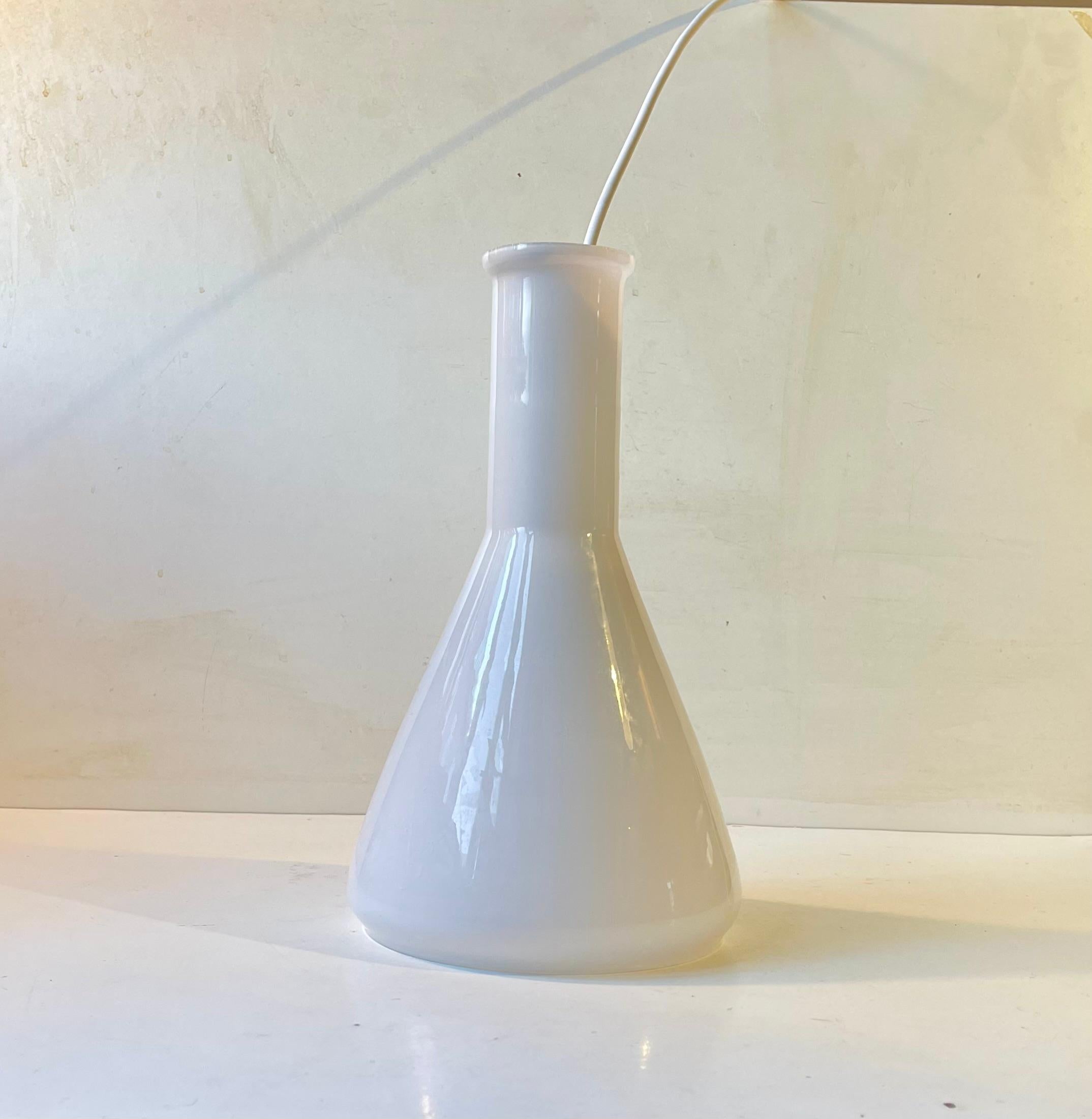 Danish Modern White Ceiling Lamp in Hand-blown Opaline Glass In Good Condition For Sale In Esbjerg, DK