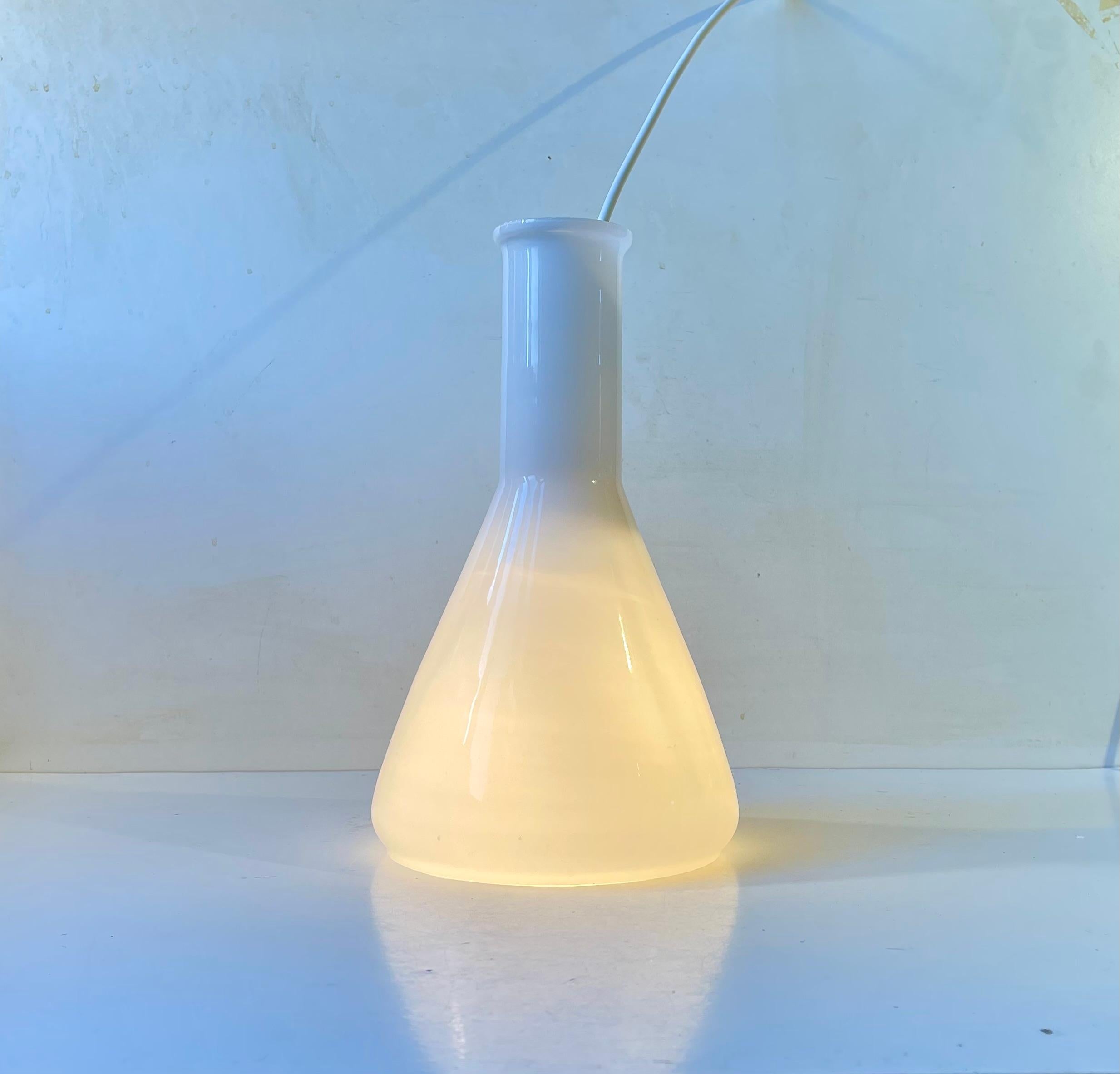 Mid-20th Century Danish Modern White Ceiling Lamp in Hand-blown Opaline Glass For Sale