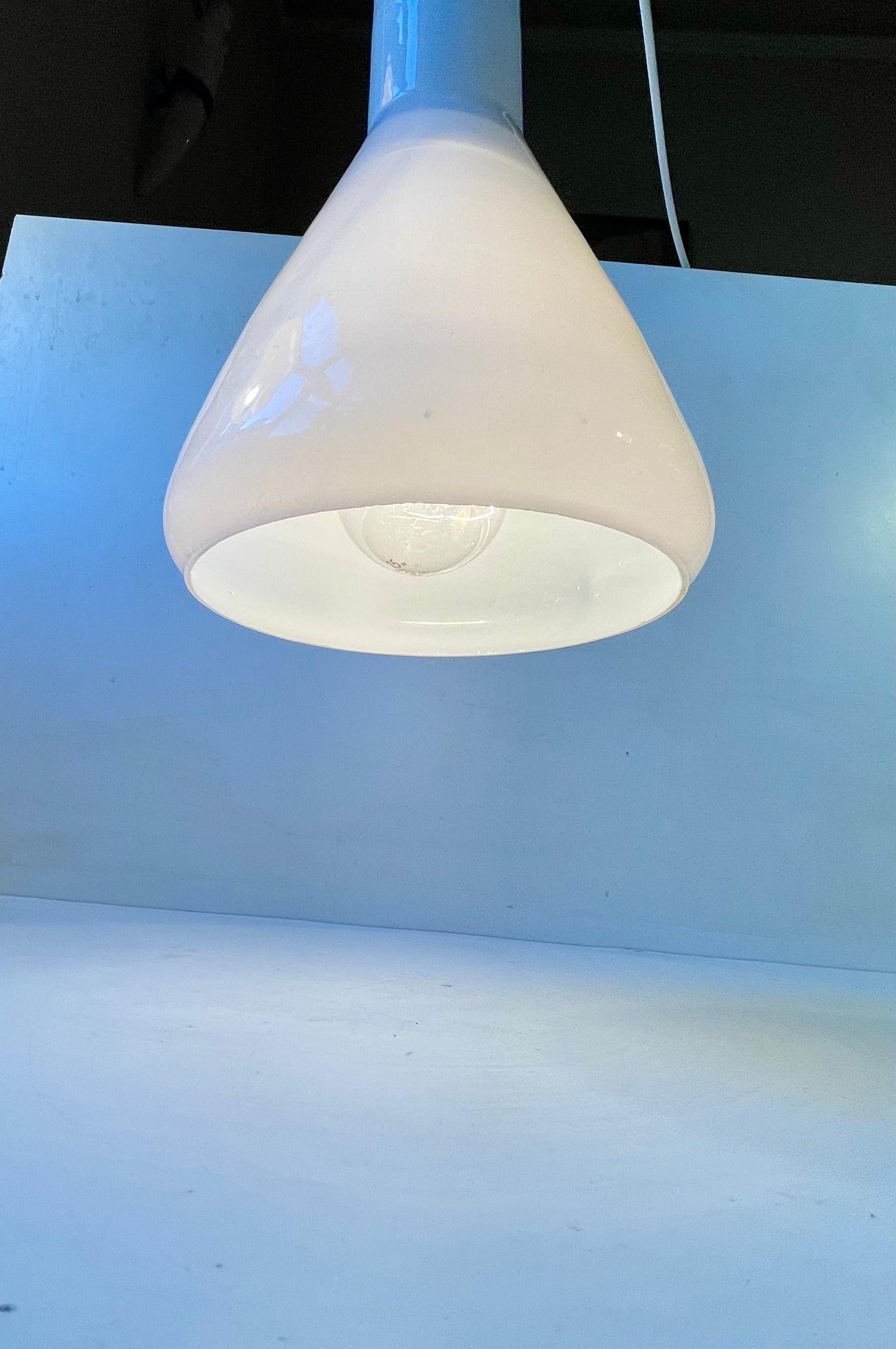 Danish Modern White Ceiling Lamp in Hand-blown Opaline Glass For Sale 1