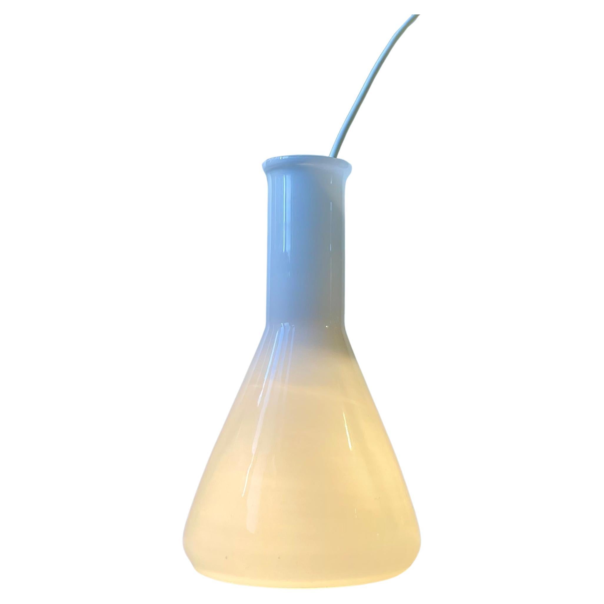 Danish Modern White Ceiling Lamp in Hand-blown Opaline Glass