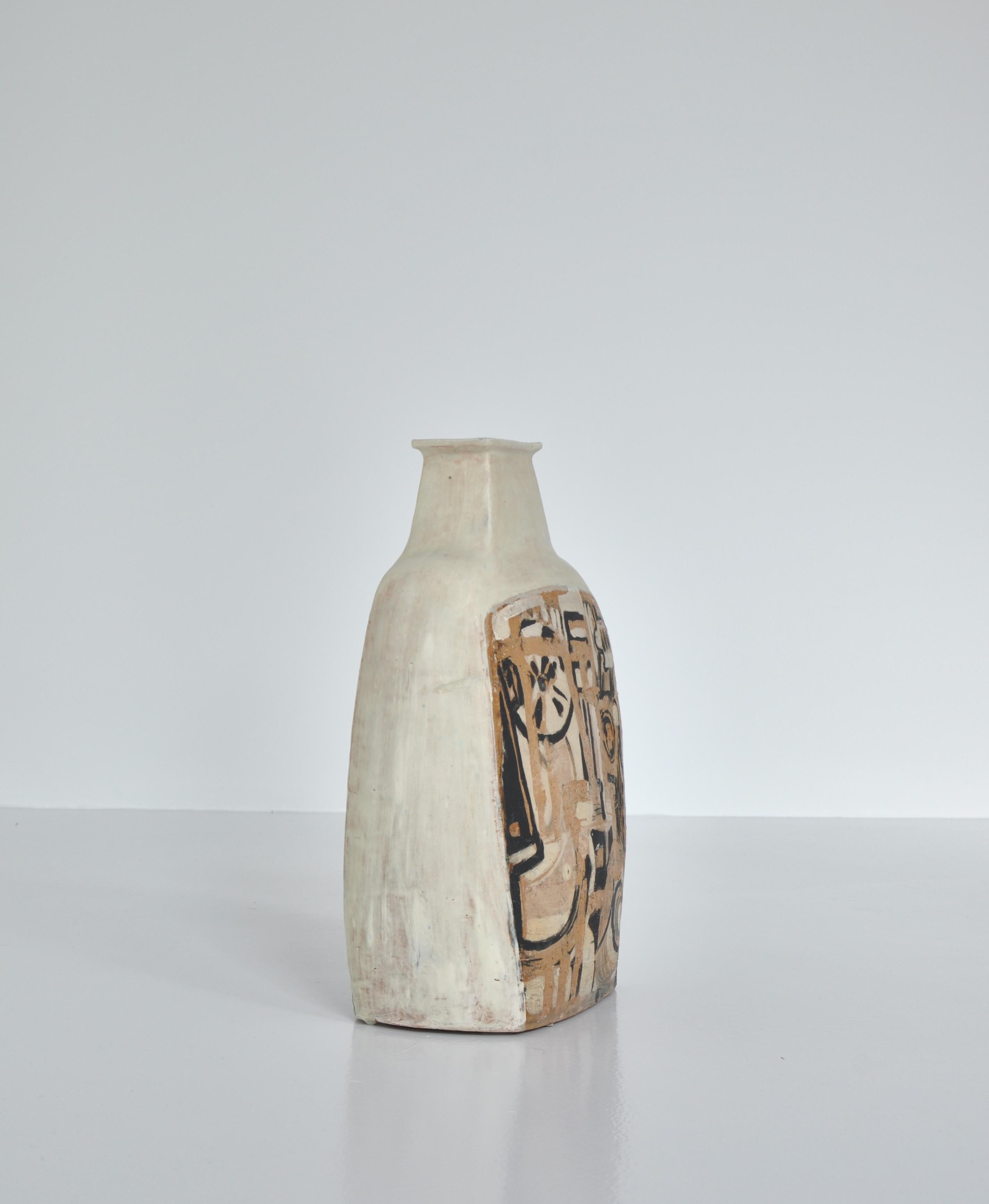 Danish Modern White Ceramics Floor Vase by Hagedorn-Olsen, Own Studio, 1961 In Good Condition In Odense, DK