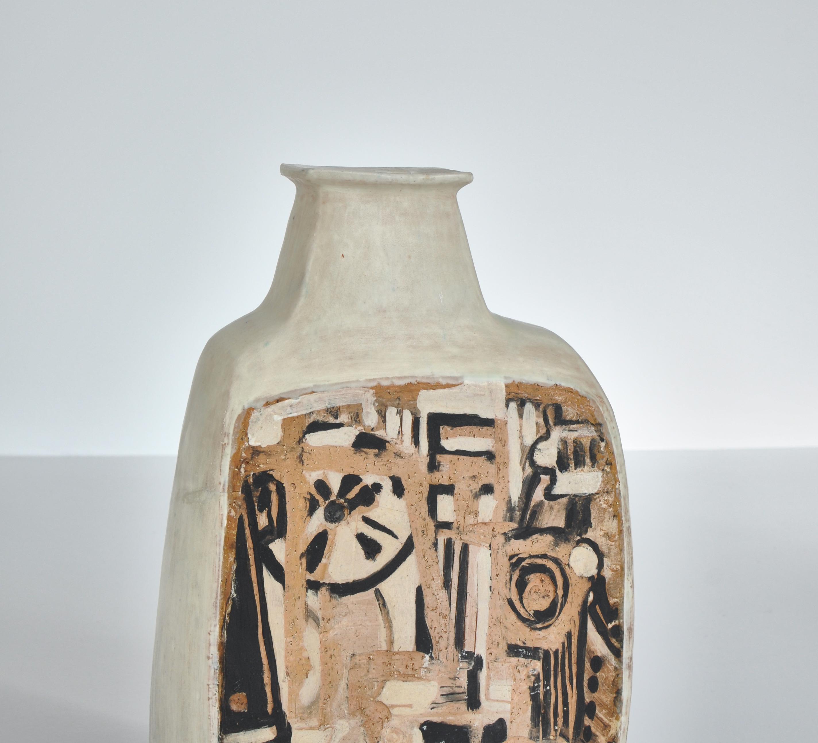 Mid-20th Century Danish Modern White Ceramics Floor Vase by Hagedorn-Olsen, Own Studio, 1961
