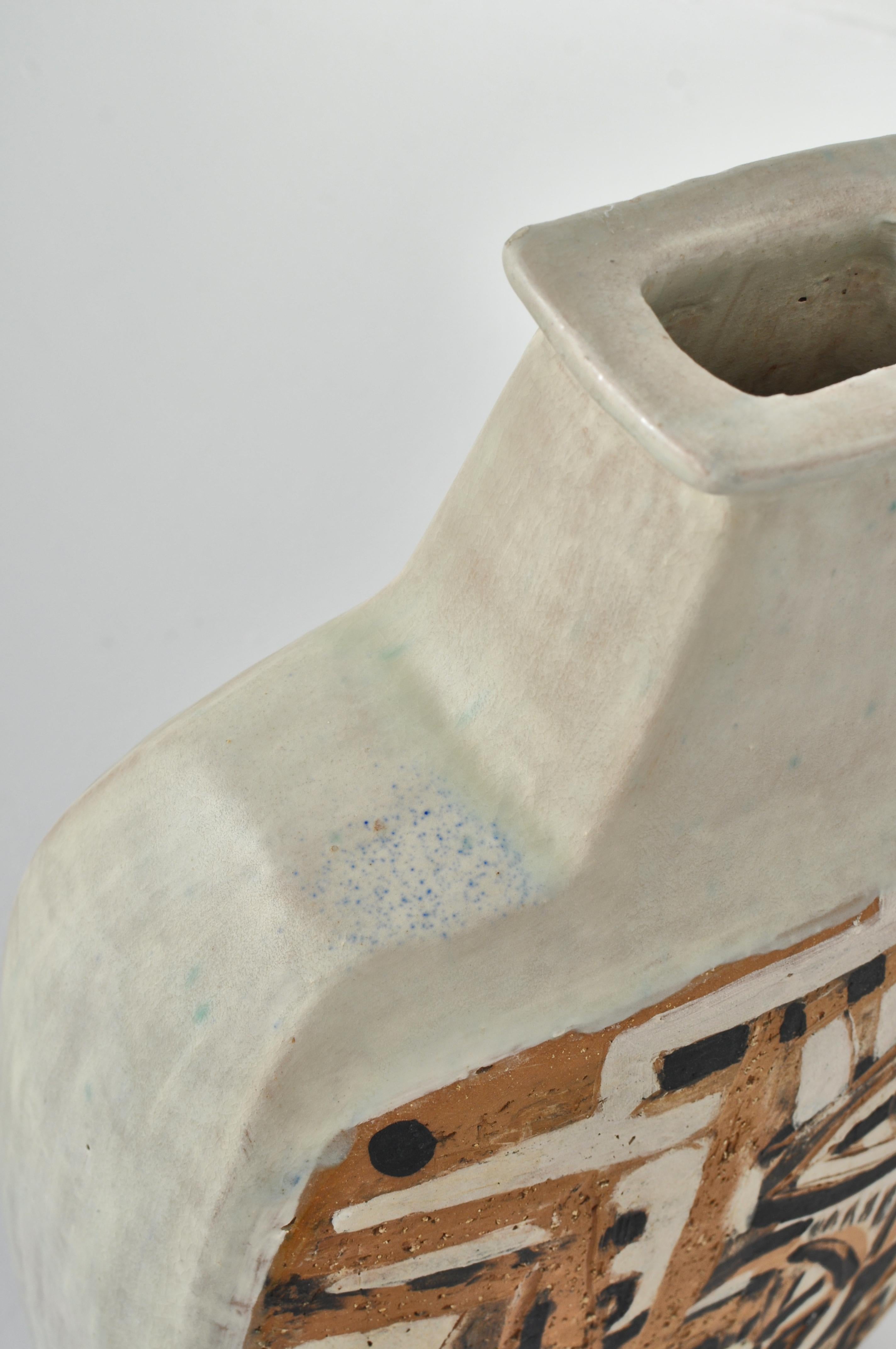 Danish Modern White Ceramics Floor Vase by Hagedorn-Olsen, Own Studio, 1961 3