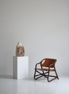 Large White Earth Colored Ceramics Floor Vase / Hagedorn-Olsen, Own Studio, 1961