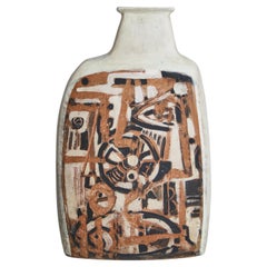 Large White Earth Colored Ceramics Floor Vase / Hagedorn-Olsen, Own Studio, 1961