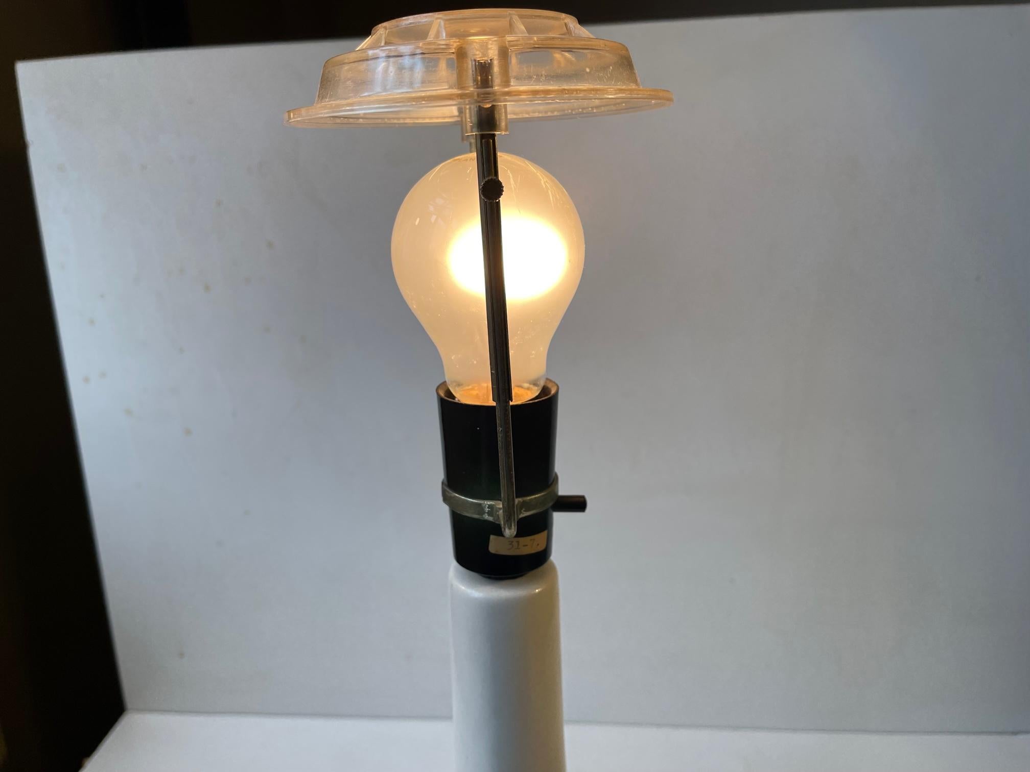 Mid-20th Century Danish Modern White Glazed Ceramic Table Lamp by C. Clausen, 1960s For Sale